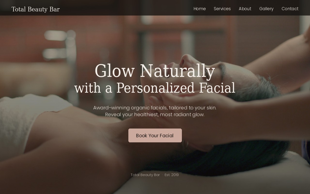 Total Beauty Bar homepage
